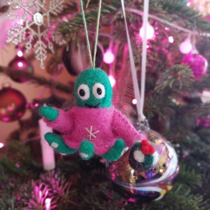 Handmade Felt Timmy Tentaclaus Hanging Christmas Octopus Decoration