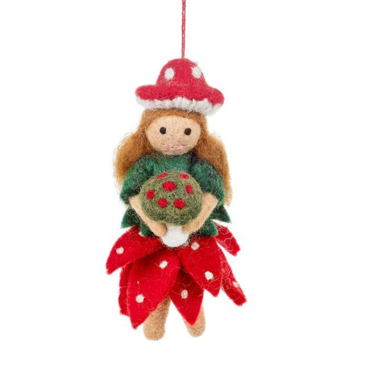 Handmade Felt Toadstool Fairy Hanging Autumnal Decoration