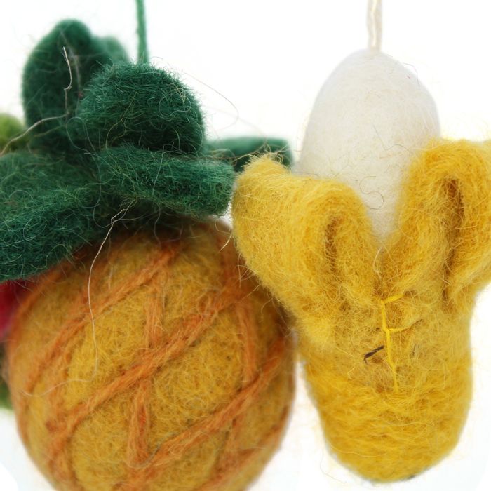 Handmade Felt Tooty Fruity Set of 4 Hanging Tropical Decorations