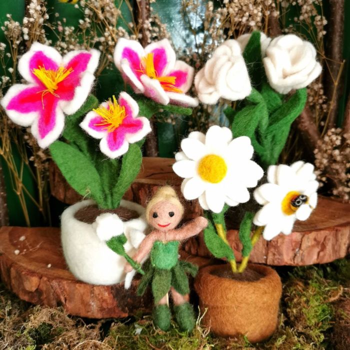 Handmade Felt Luscious Lily Pot Decoration