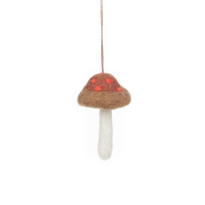 Handmade Felt Wild Foraged Mushrooms (Set of 3) Hanging Decorations
