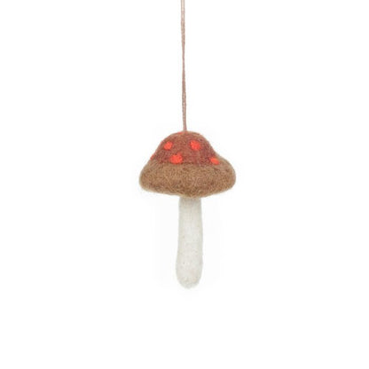 Handmade Felt Wild Foraged Mushrooms (Set of 3) Hanging Decorations