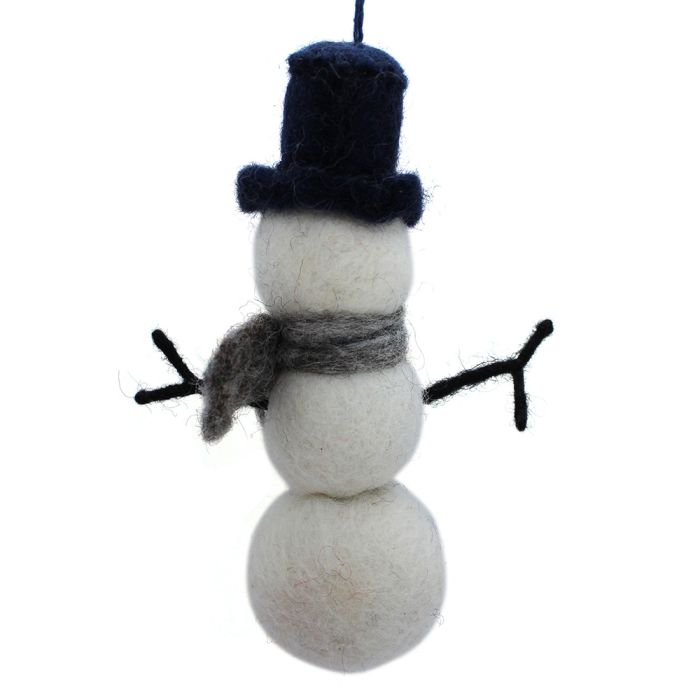 Handmade Felt William Snowman Biodegradable Hanging Decoration