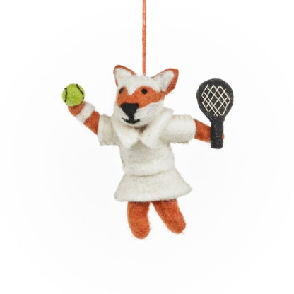 Handmade Felt Wimbledon Fox Hanging Tennis Decoration