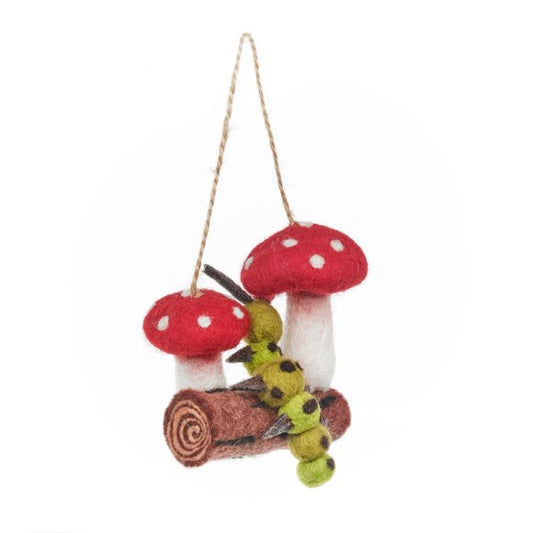 Handmade Felt Woodland Caterpillar Hanging Decoration