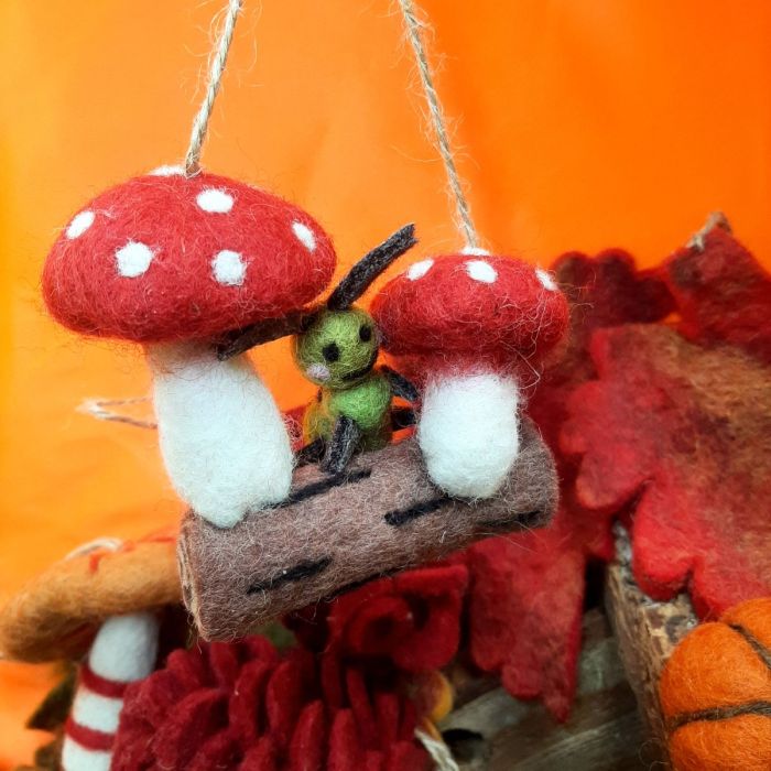 Handmade Felt Woodland Caterpillar Hanging Decoration