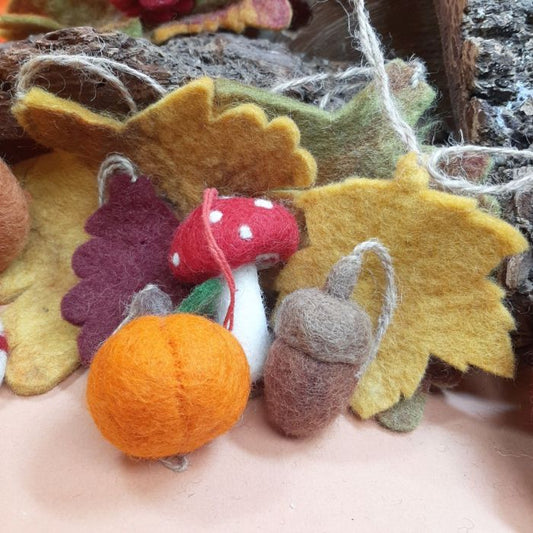 Handmade Felt Woodland Walks (Set of 5) Hanging Autumnal Decorations