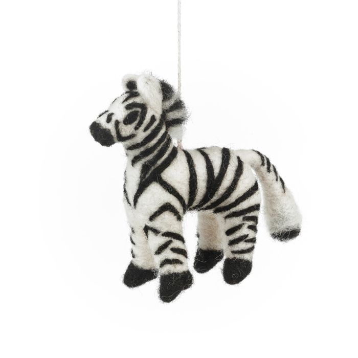 Handmade Felt Zara the Zebra Safari Hanging Decoration