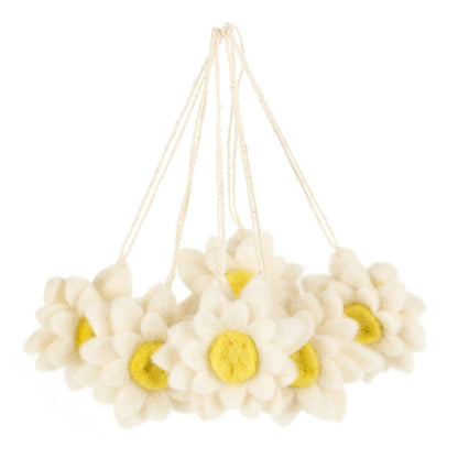 Handmade Hanging Daisies (Set of 6) Felt Easter Decorations