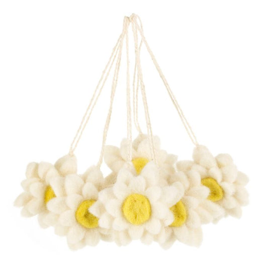 Handmade Hanging Daisies (Set of 6) Felt Easter Decorations