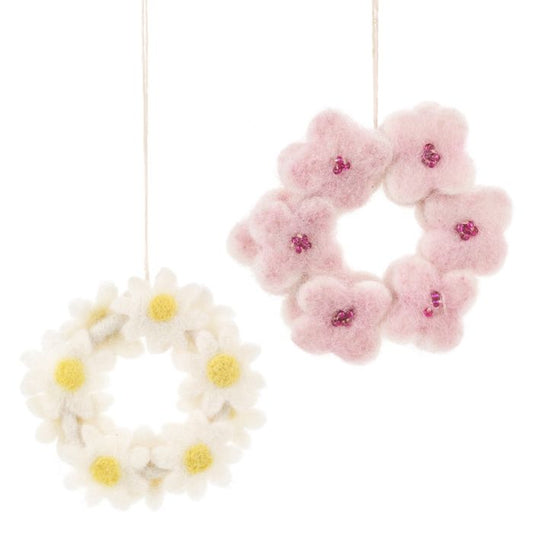 Handmade Hanging Felt Mini Floral Wreath Easter Decoration