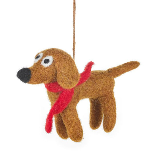Handmade Hanging Needle Felt Jasper the Dog Decoration