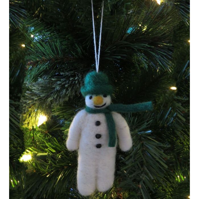 Décoration biodégradable en feutre fait main à suspendre Mr. Snowman