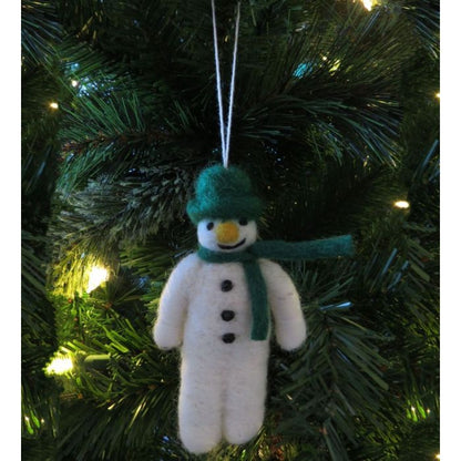 Décoration biodégradable en feutre fait main à suspendre Mr. Snowman