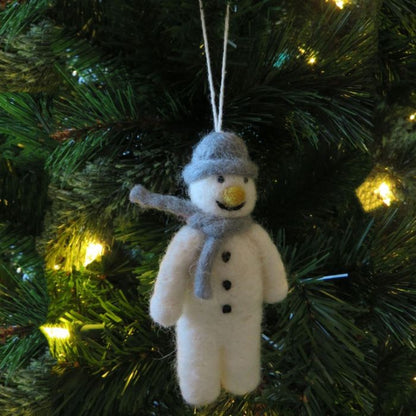 Décoration biodégradable en feutre fait main à suspendre Mr. Snowman