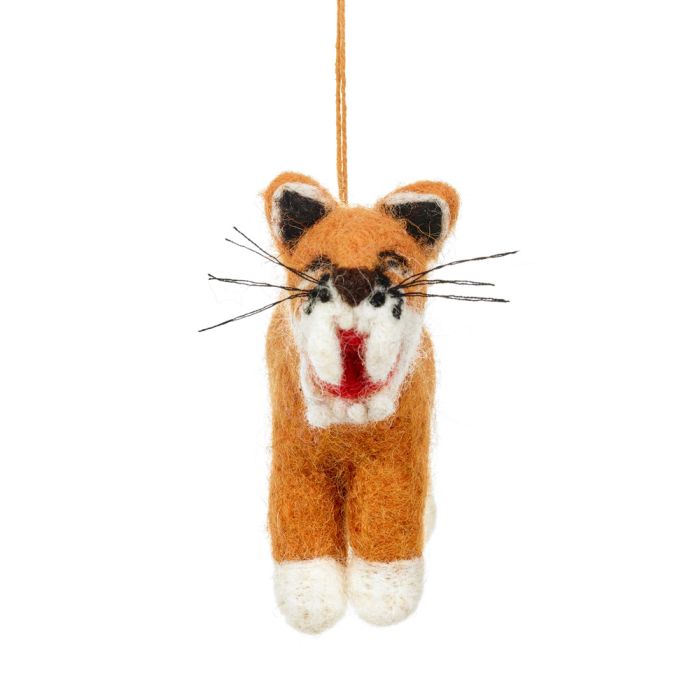 Handmade Felt Hunter the Sabre Tooth Tiger Hanging Decoration