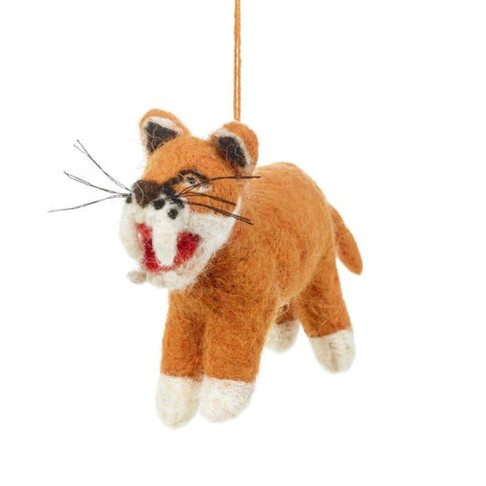 Handmade Felt Hunter the Sabre Tooth Tiger Hanging Decoration