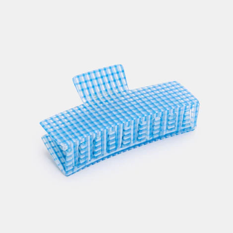 Jumbo Box Claw in Blue Lattice