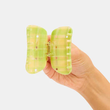 Juno Claw in Lime + Cream Plaid