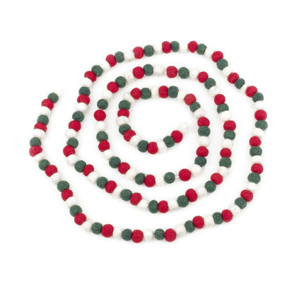Guirlande de mini pompons traditionnels en feutre fait à la main pour décoration d'intérieur