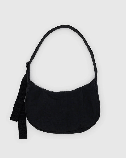 Medium Nylon Crescent Bag Black