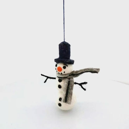 Handmade Felt William Snowman Biodegradable Hanging Decoration