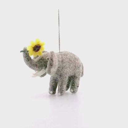 Handmade Felt Sidney the Sunflower Elephant Hanging Decoration