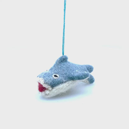 Handmade Felt Sheldon the Shark Hanging Decoration