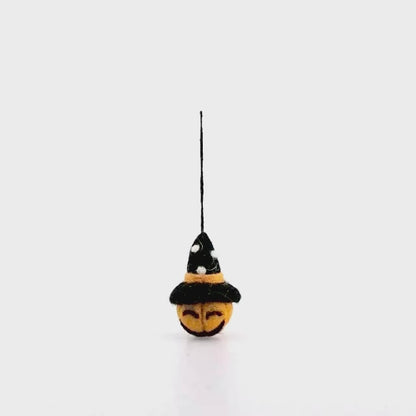 Trio de boules de citrouille en feutre faites à la main, décorations d'Halloween à suspendre