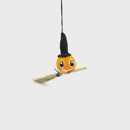 Handmade Hanging Felt Flying Pumpkin Biodegradable Halloween Decoration