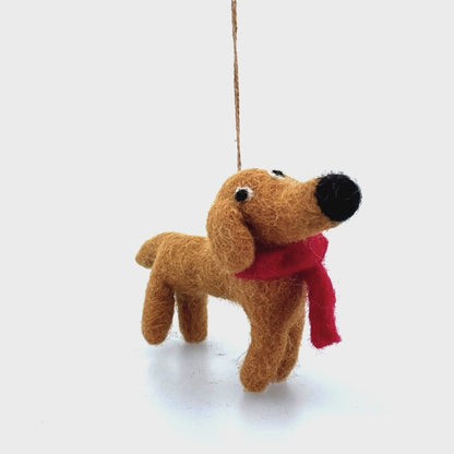 Handmade Hanging Needle Felt Jasper the Dog Decoration