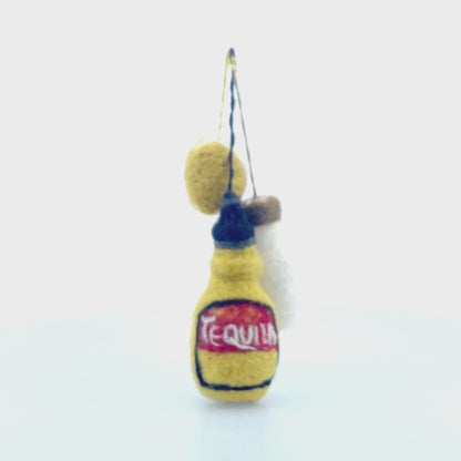 Handmade Felt Tequila Shot Set of 3 Hanging Decorations