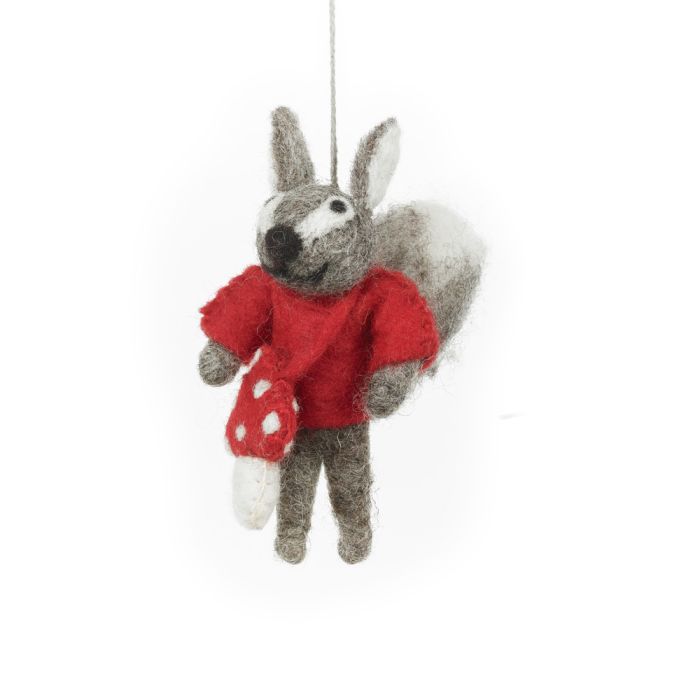 Handmade Felt Stanley the Squirrel Hanging Autumnal Woodland Decoration