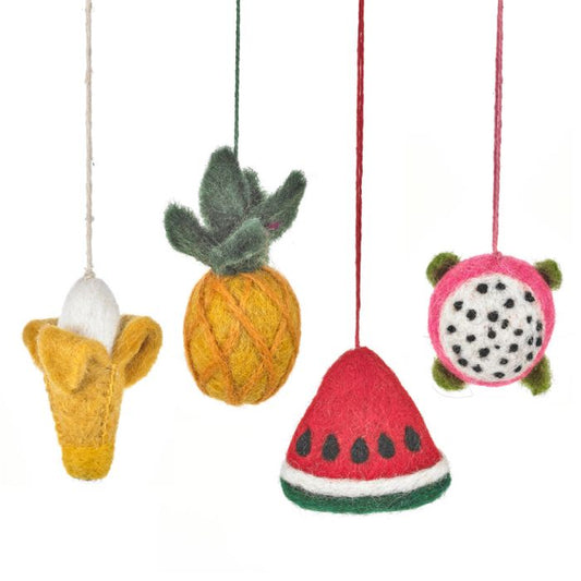 Handmade Felt Tooty Fruity Set of 4 Hanging Tropical Decorations