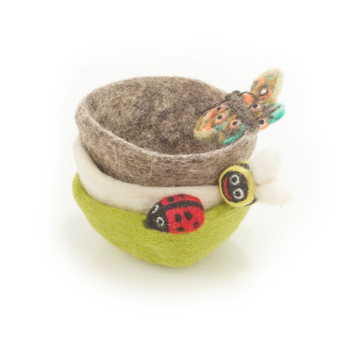 Handmade Felt Garden Bugs Trinket Dish Home Decoration