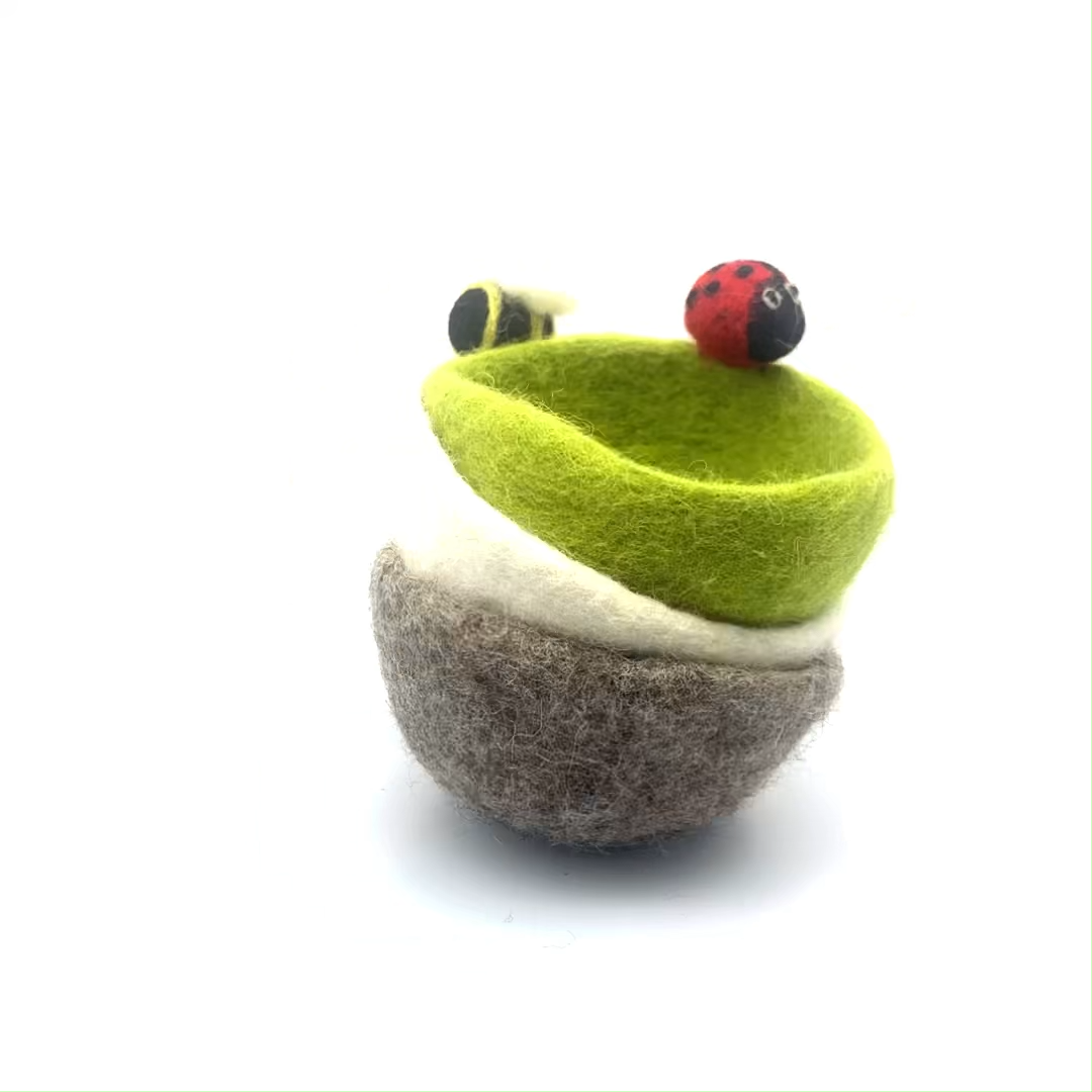 Handmade Felt Garden Bugs Trinket Dish Home Decoration