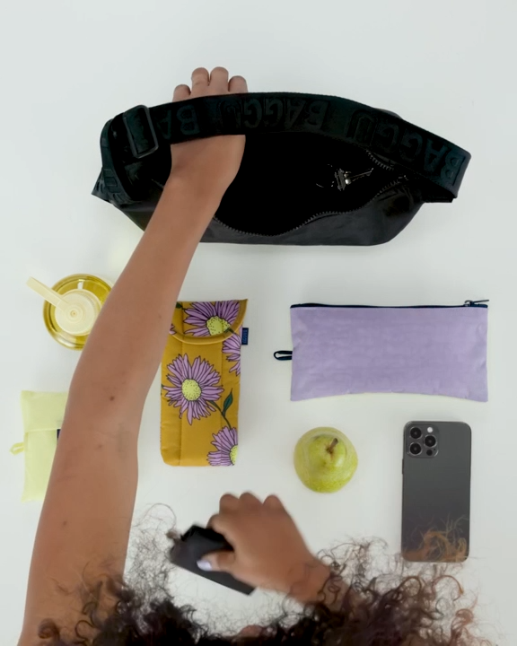 Medium Nylon Crescent Bag  Wisteria